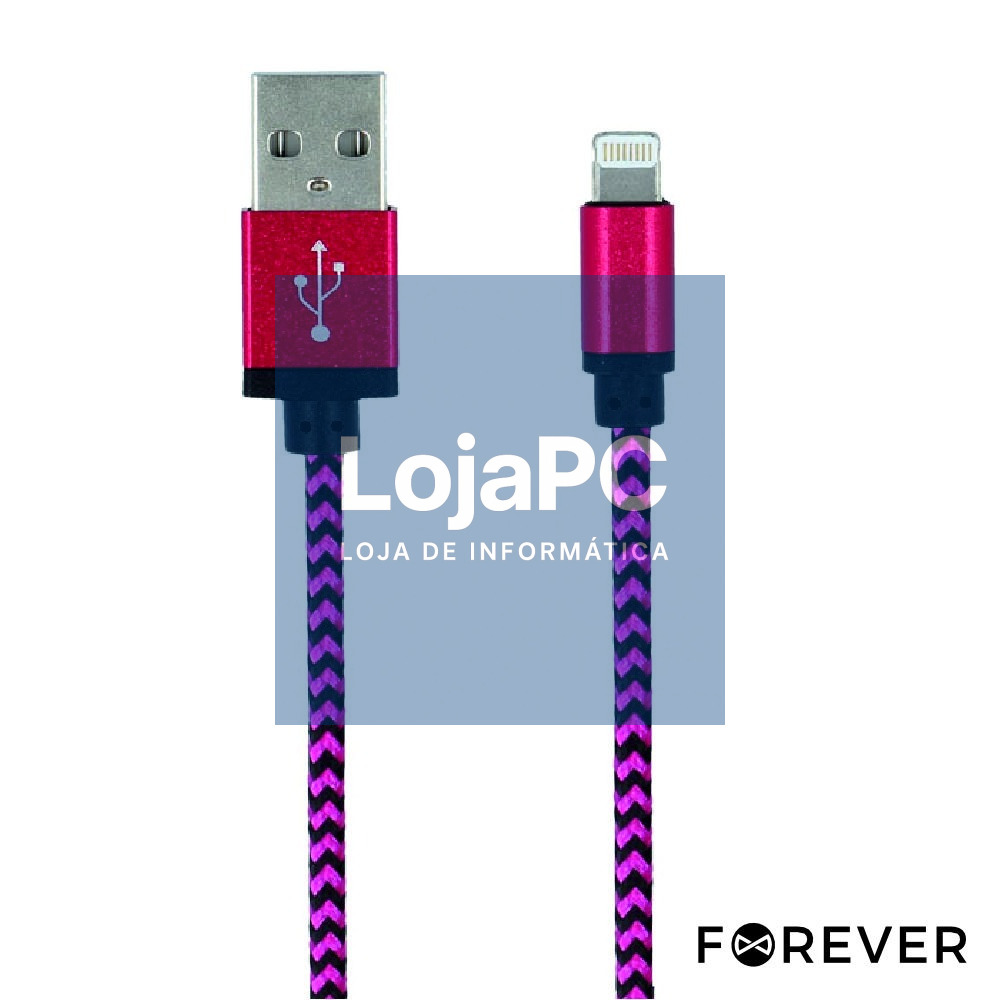 Cabo USB-A 2.0 Macho / iPhone 8P Rosa 1M FOREVER