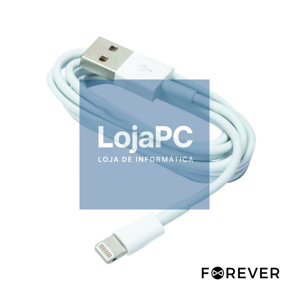 Cabo USB-A 2.0 Macho / Lightning 1m 2A Branco FOREVER