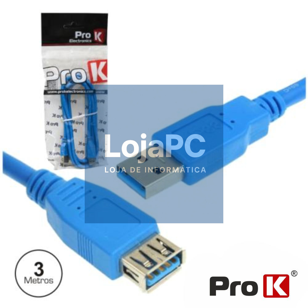 CABO USB-A 3.0 MACHO / USB-A FÊMEA 3M PROK