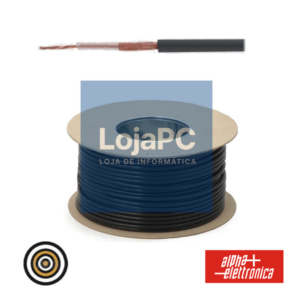 CABO MICROFONE 1 CONDUTOR + MALHA 0.38MM Ø3.7MM PRETO