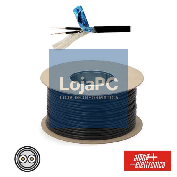 CABO MICROFONE 2 CONDUTORES + MALHA 2X0.75MM PRETO