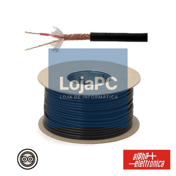 CABO MICROFONE 2 CONDUTORES + MALHA 2X0.25MM Ø5.5MM PRETO