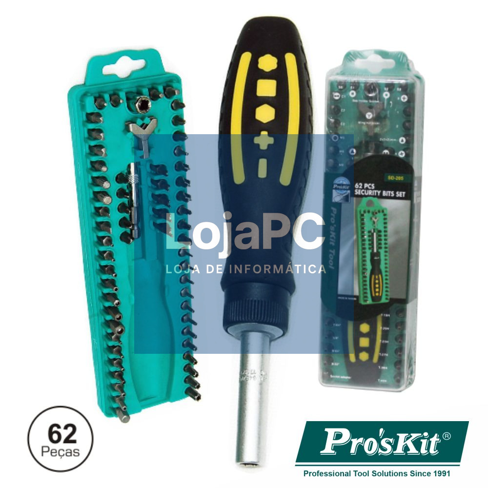 CONJUNTO DE CHAVE ROQUETE C/ 62 BITS E EXTENSOR PROSKIT