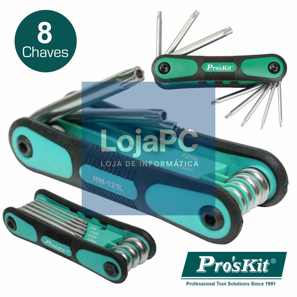 CONJUNTO DE 8 CHAVES TORX C/ FURO PROSKIT