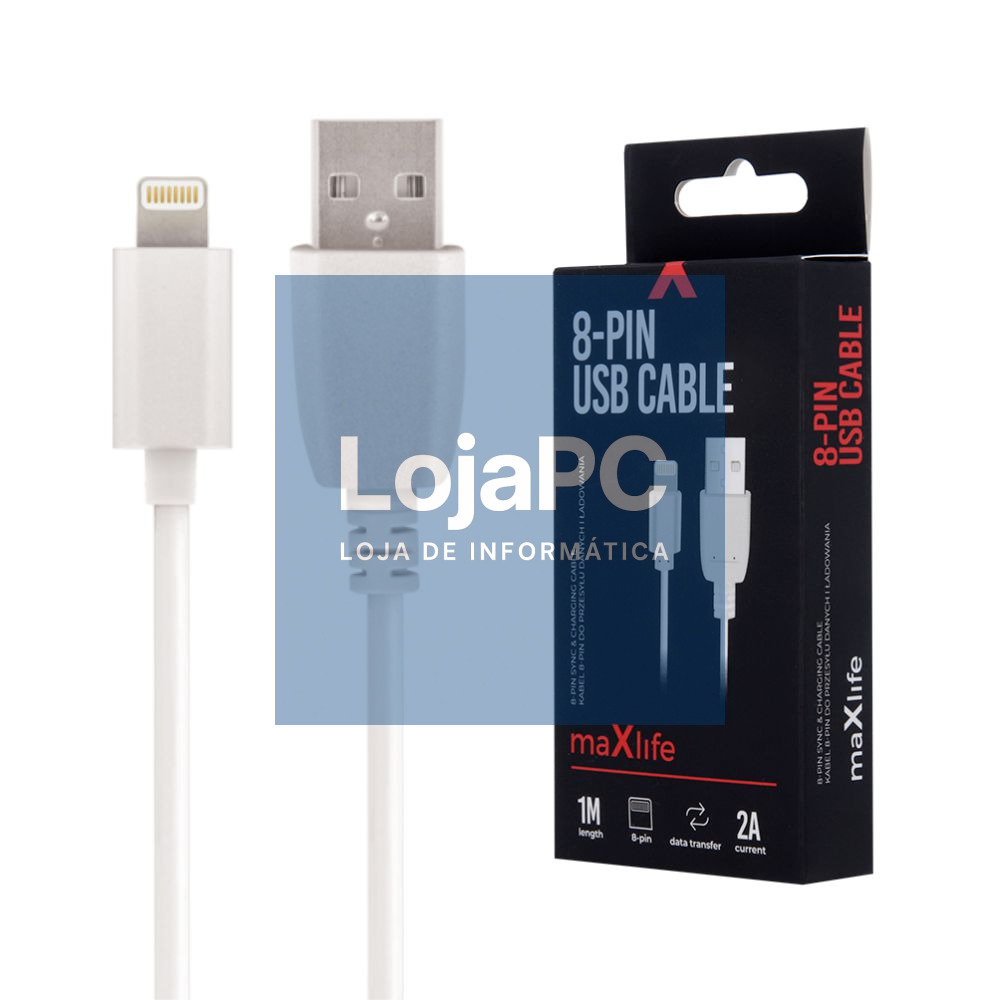 Cabo USB-A 2.0 2A Macho / Lightning Branco 1m