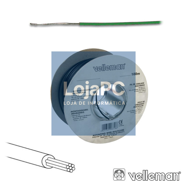 CABO MULTIFILAR VERDE 0.20MM ROLO 100M VELLEMAN
