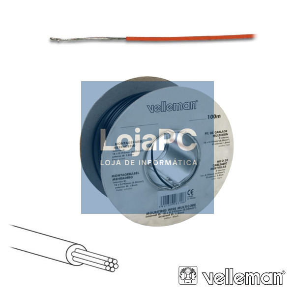 CABO MULTIFILAR LARANJA 0.20MM ROLO 100M VELLEMAN