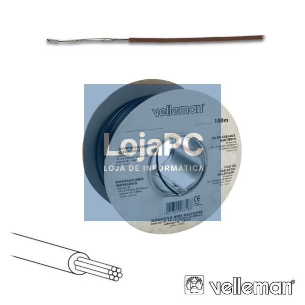 CABO MULTIFILAR CASTANHO 0.20MM ROLO 100M VELLEMAN
