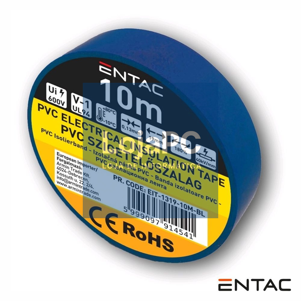 Fita Isoladora PVC 19mm x 10m Azul ENTAC