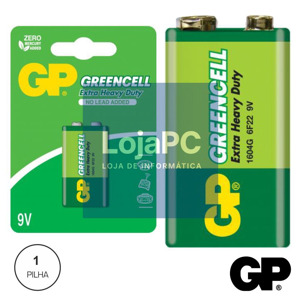 PILHA ZINCO-CARVÃO 9V/6LR61 GP