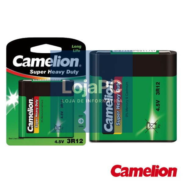 PILHA ZINCO-CARVÃO 3R12 PLANA 4.5V 2700MA BLISTER CAMELION