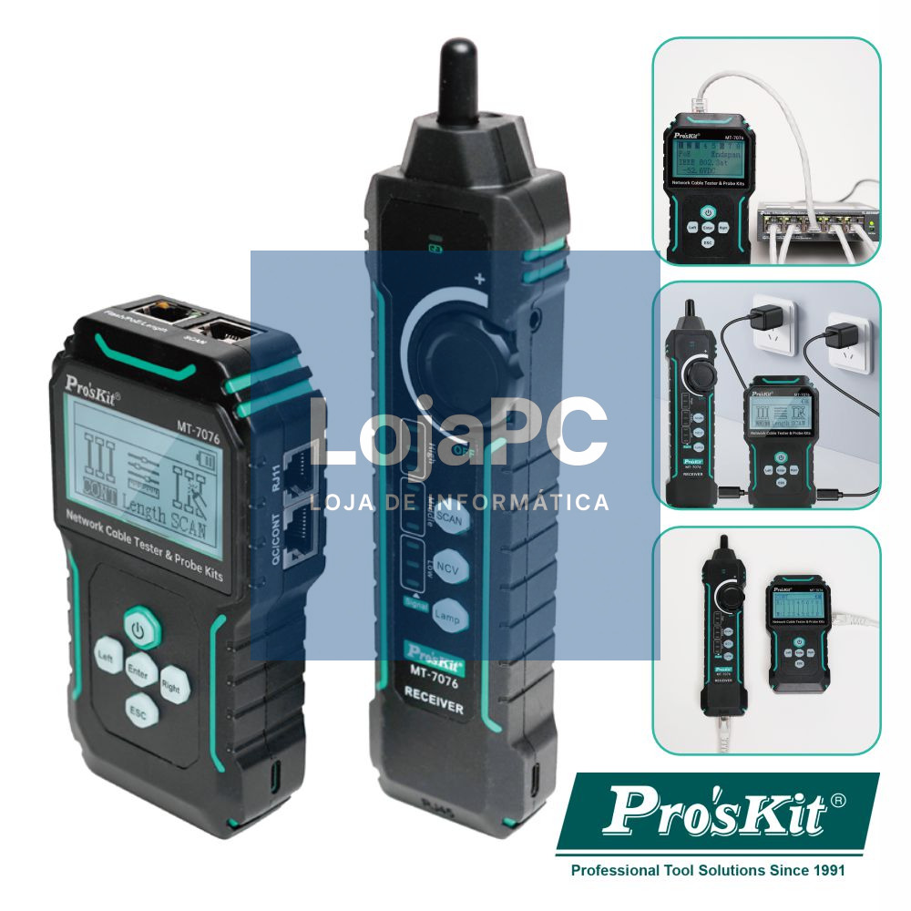 Testador De Cabos C/ LCD PoE e Gerador De Tons PROSKIT