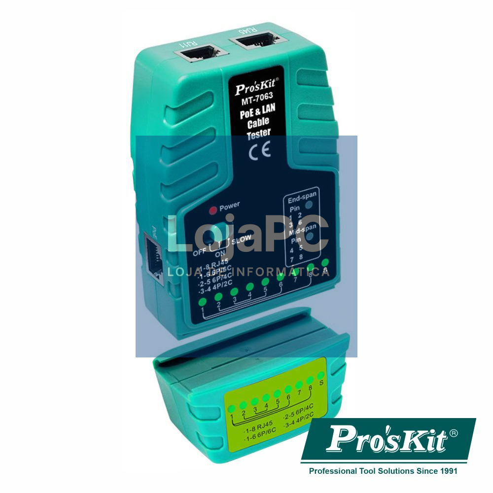 Testador de Cabos Rede RJ45/RJ11/RJ12/PoE PROSKIT