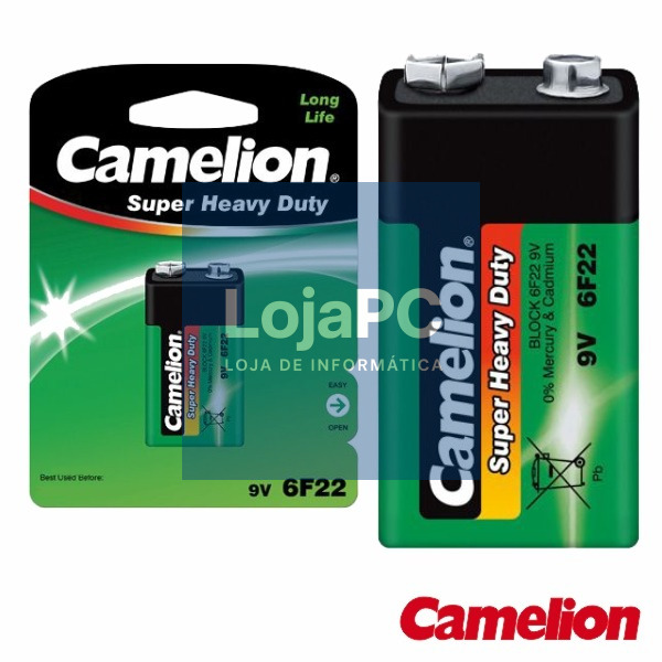 PILHA ZINCO-CARVÃO 9V/6LR61 400MA 1X BLISTER CAMELION