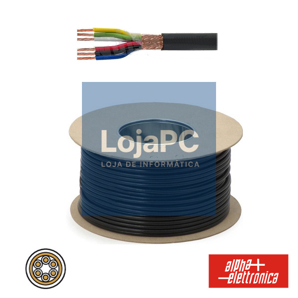 CABO ELETRONICA 6 CONDUTORES + MALHA 6x0.22 °5.60 PRETO