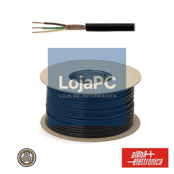 CABO ELETRONICA 3 CONDUTORES + MALHA 3x0.22 °4.4 PRETO