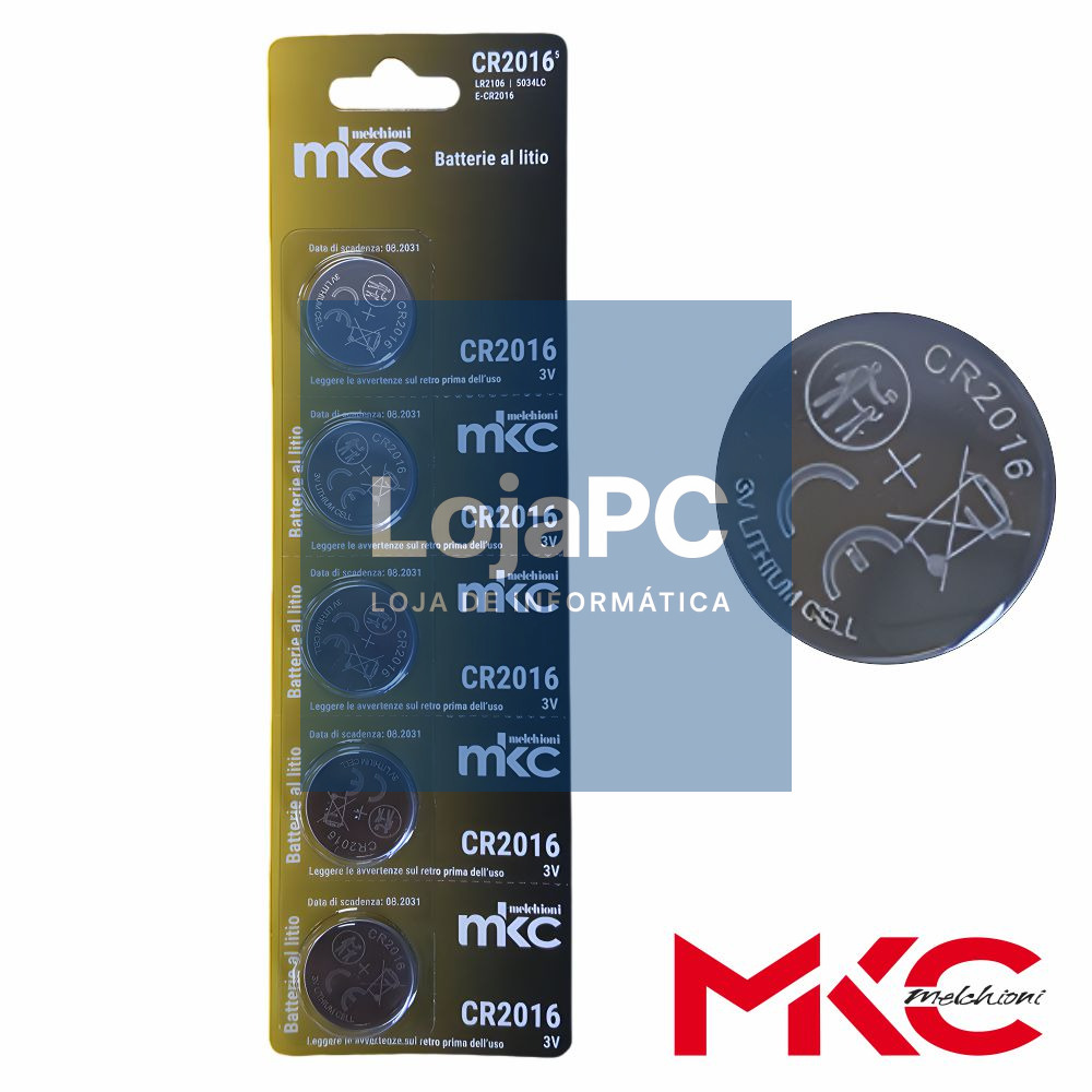 Pilha Lítio Botão CR2016 3V 5x Blister MKC