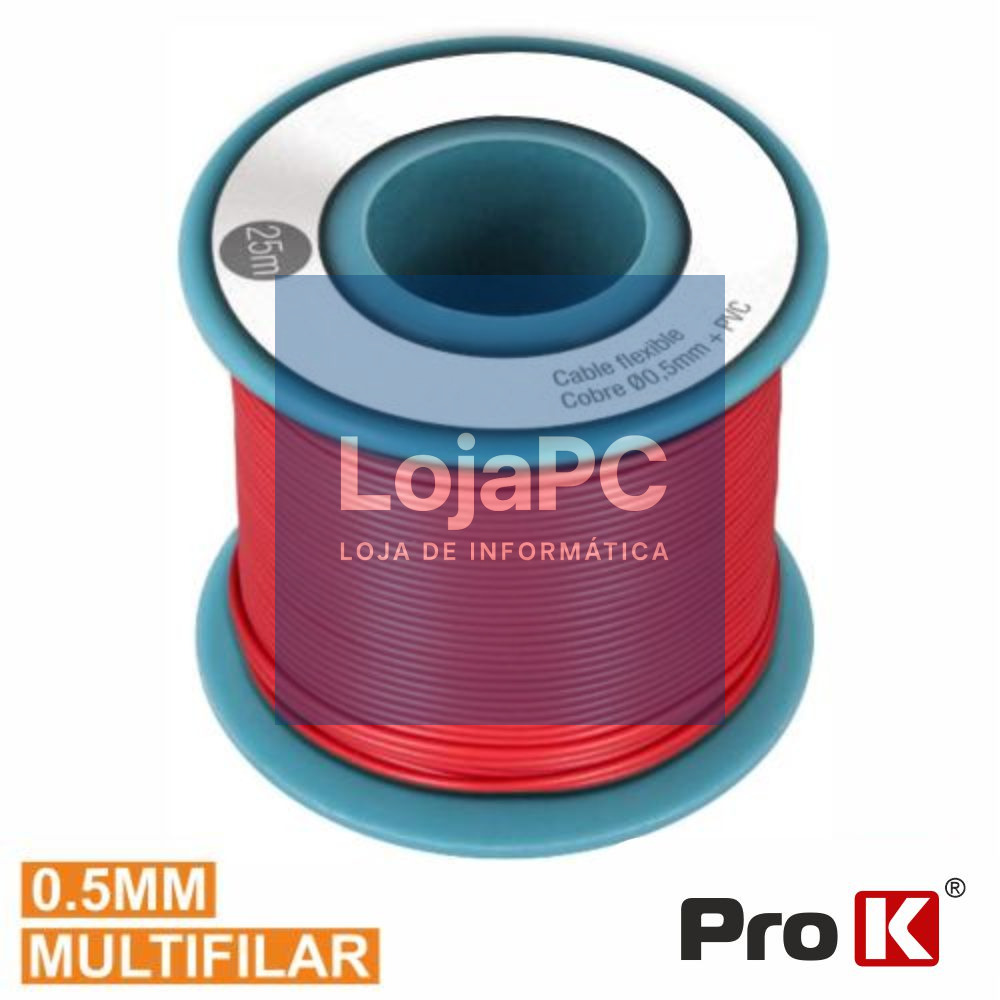 CABO MULTIFILAR VERMELHO 0.5MM ROLO 25M PROK
