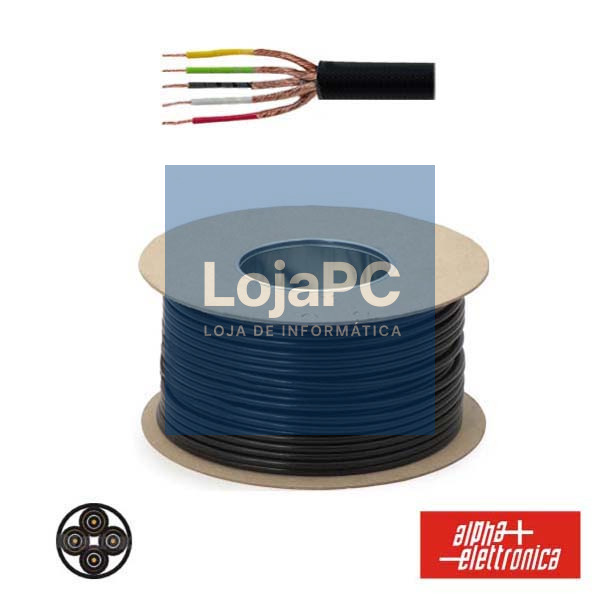 CABO ELETRONICA 4 CONDUTORES +  MALHA 4x0.22 °5  PRETO