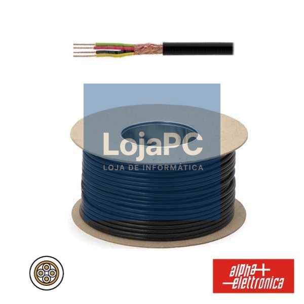 CABO ELETRONICA 4 CONDUTORES + MALHA 4x0.22 °5 PRETO
