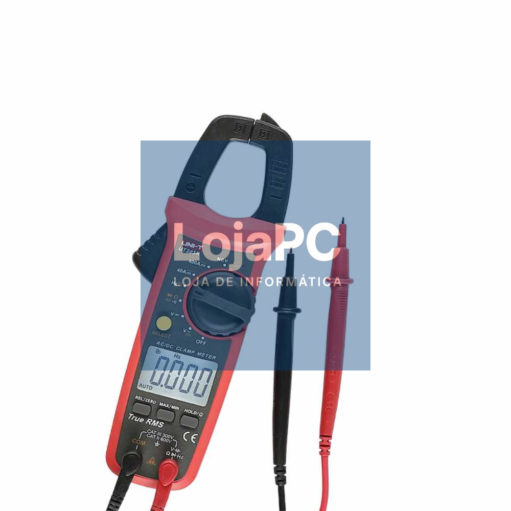 Pinça Amperimétrica Digital 400A 600V 40MOhm NCV T-RMS UNI-T