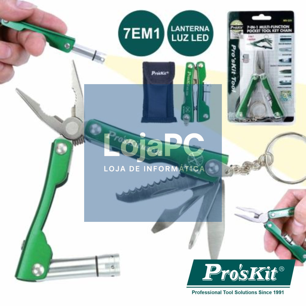 ALICATE MULTIFUNÇÕES 7 EM 1 C/ LANTERNA LED PROSKIT