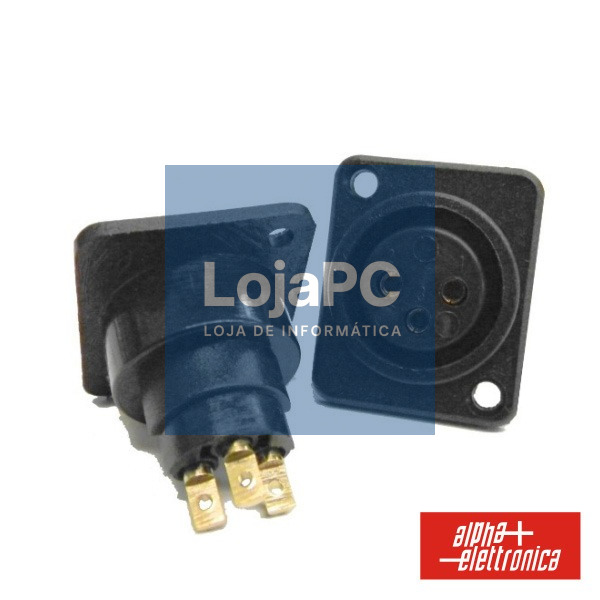 FICHA XLR 3P FÊMEA DE PAINEL NIQUELADO