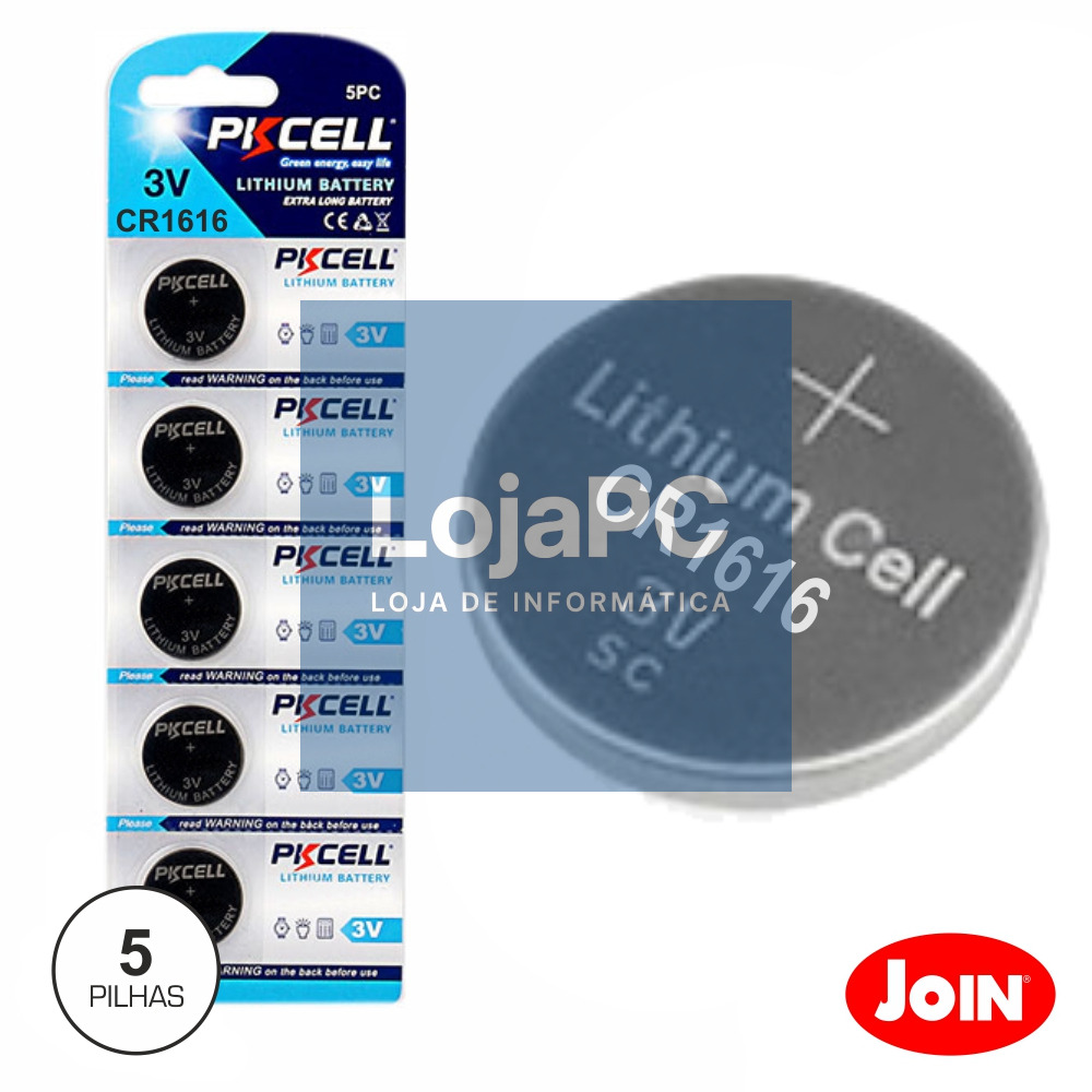 PILHA LITHIUM BOTÃO CR1616 3V 50MA 5X BLISTER