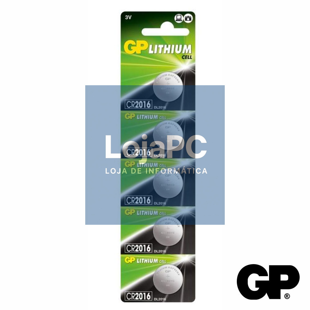 PILHA LITHIUM BOTÃO CR2016 3V 90MA 5X BLISTER GP