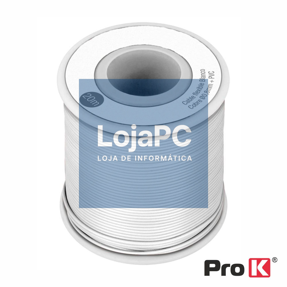 Cabo Multifilar Branco 0.8mm Rolo 20m PROK