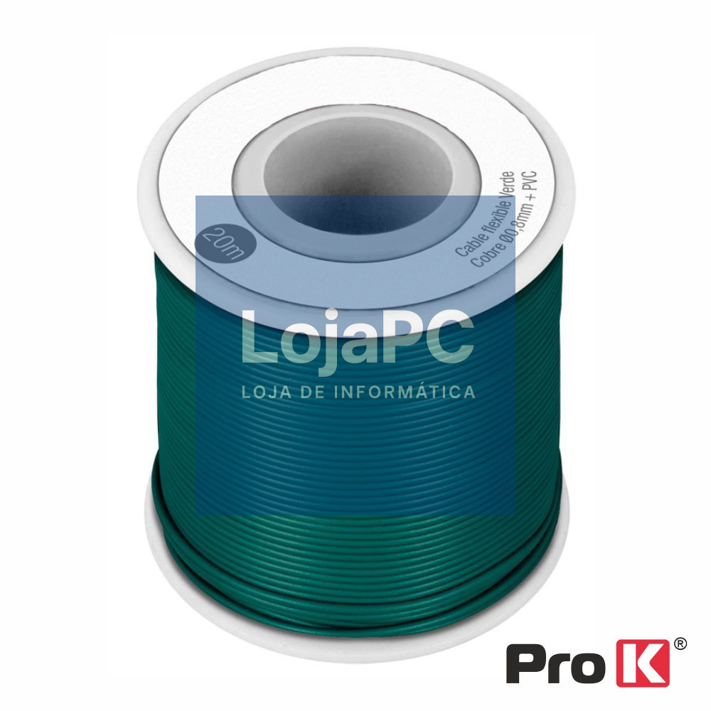 Cabo Multifilar Verde 0.8mm Rolo 20m PROK