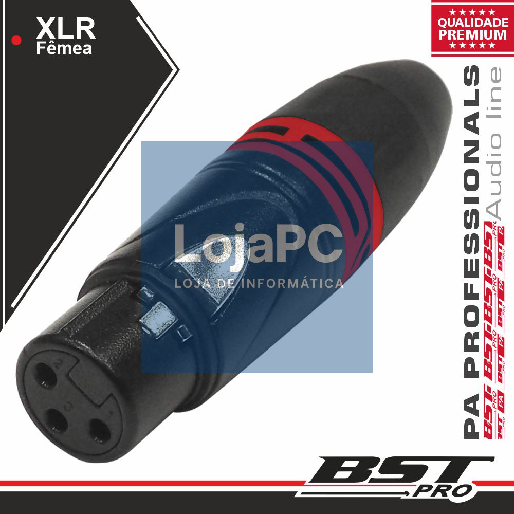 FICHA XLR 3P FÊMEA NIQUELADO BSTPRO