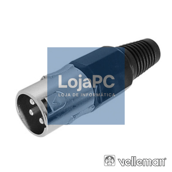 FICHA XLR 3P MACHO PRETA C/ BLINDAGEM E BLOQUEIO