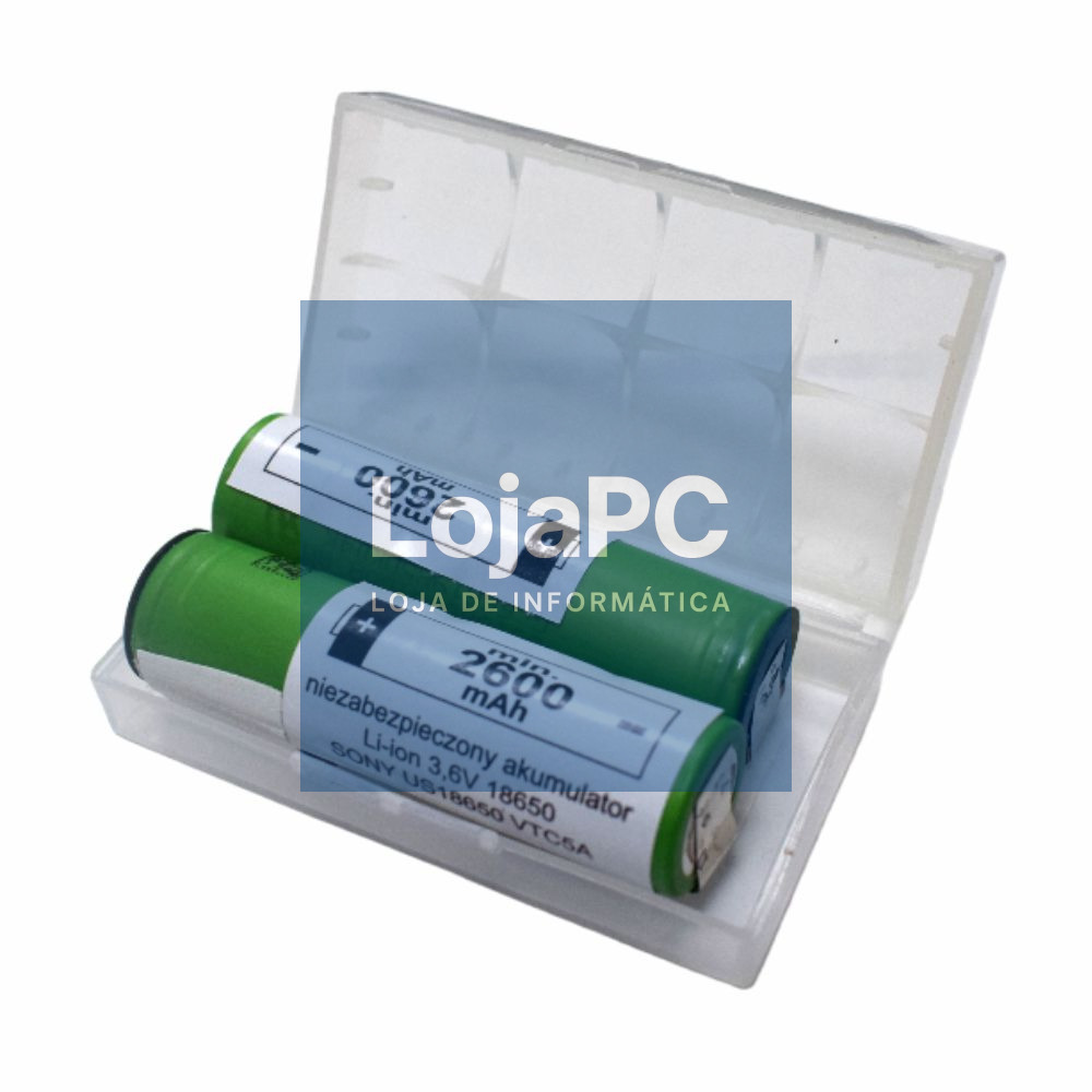 Pilha 18650 3.6V 2600mA C/ Patilhas Pack 2un SONY