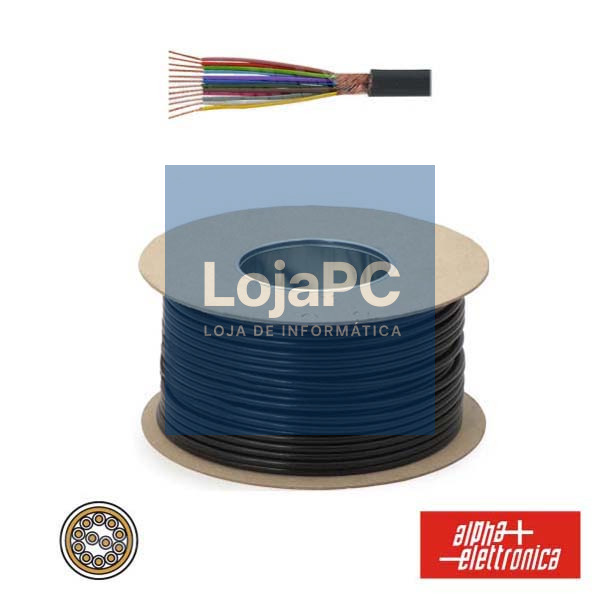 CABO ELETRONICA 12 CONDUTORES + MALHA 12x0.22 °7.6  PRETO