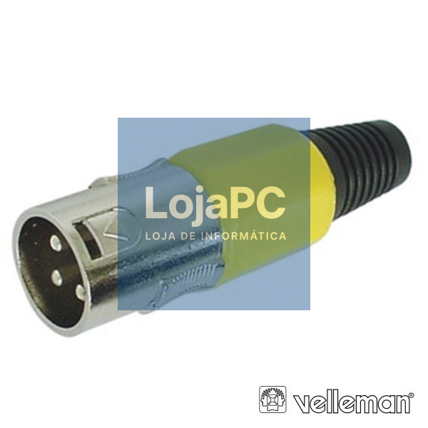 FICHA XLR 3P MACHO AMARELA C/ BLINDAGEM E BLOQUEIO