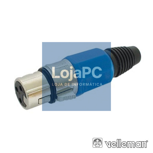 FICHA XLR 3P FÊMEA AZUL C/ BLINDAGEM E BLOQUEIO