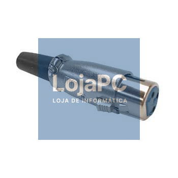 FICHA XLR 3P FÊMEA NIQUELADO CURTO