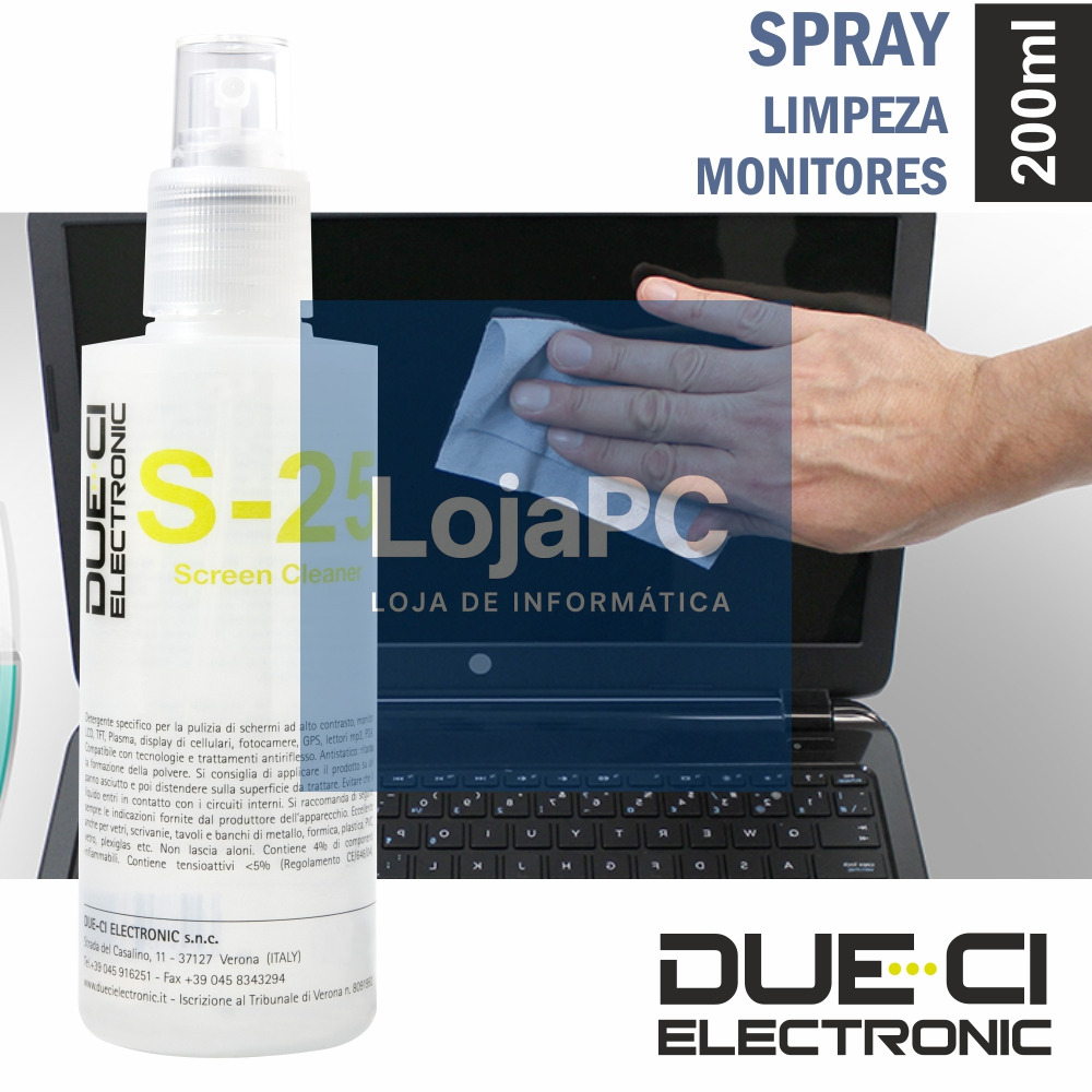 SPRAY DE 200ML LIMPEZA MONITORES DUE-CI