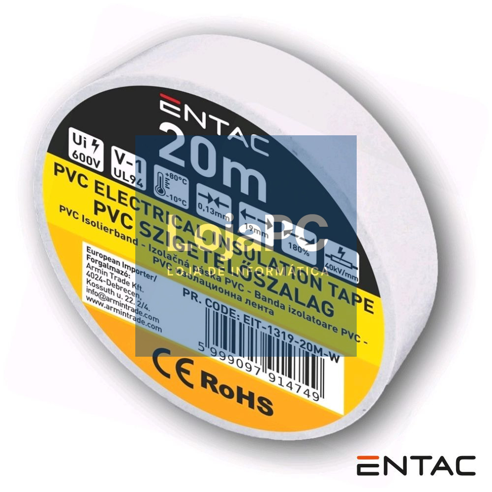 Fita Isoladora Branco 20M ENTAC
