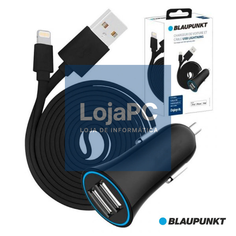 ADAPTADOR FICHA ISQUEIRO 12V/24V 2USB 2.4A E CABO LIGHTNING