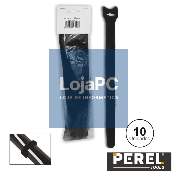 BRAÇADEIRA VELCRO PRETA 300MM 10X PEREL