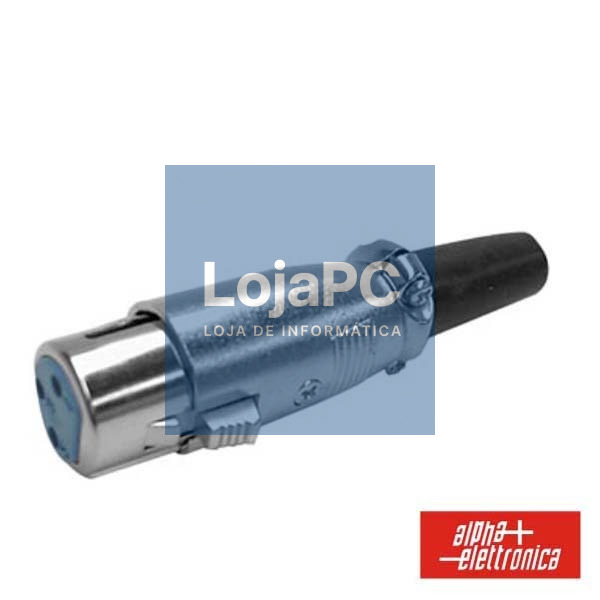 FICHA XLR 3P FÊMEA NIQUELADO C/ GUARDA CABO