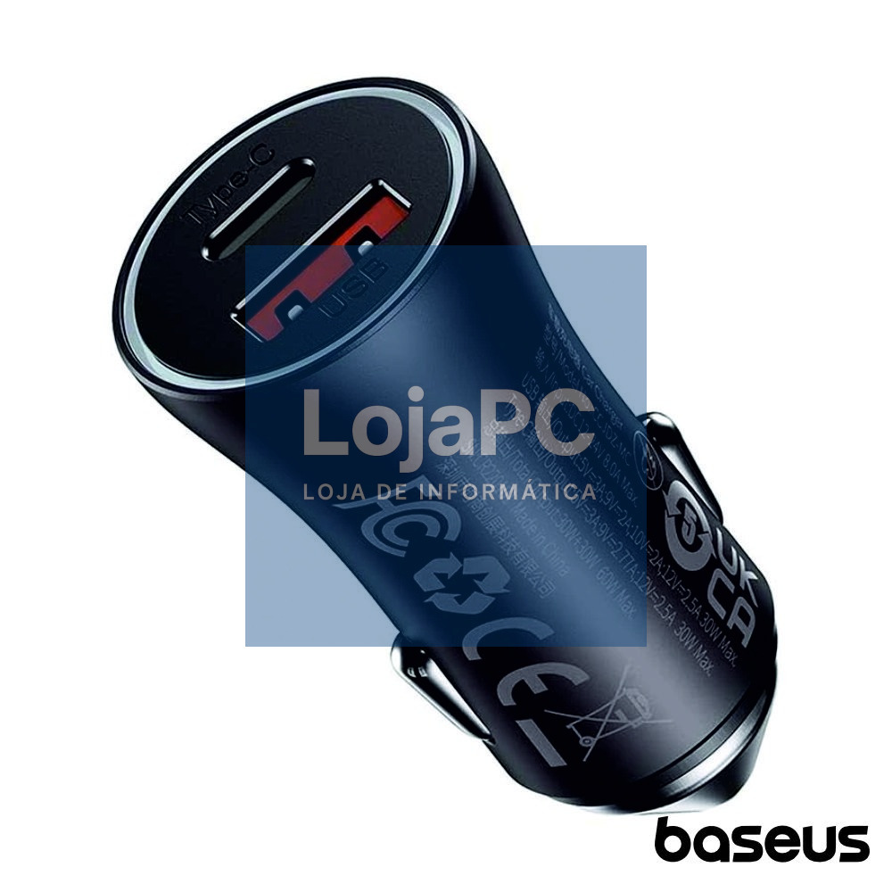 Adaptador Isqueiro USB PD QC3.0 / USB-C 60W BASEUS