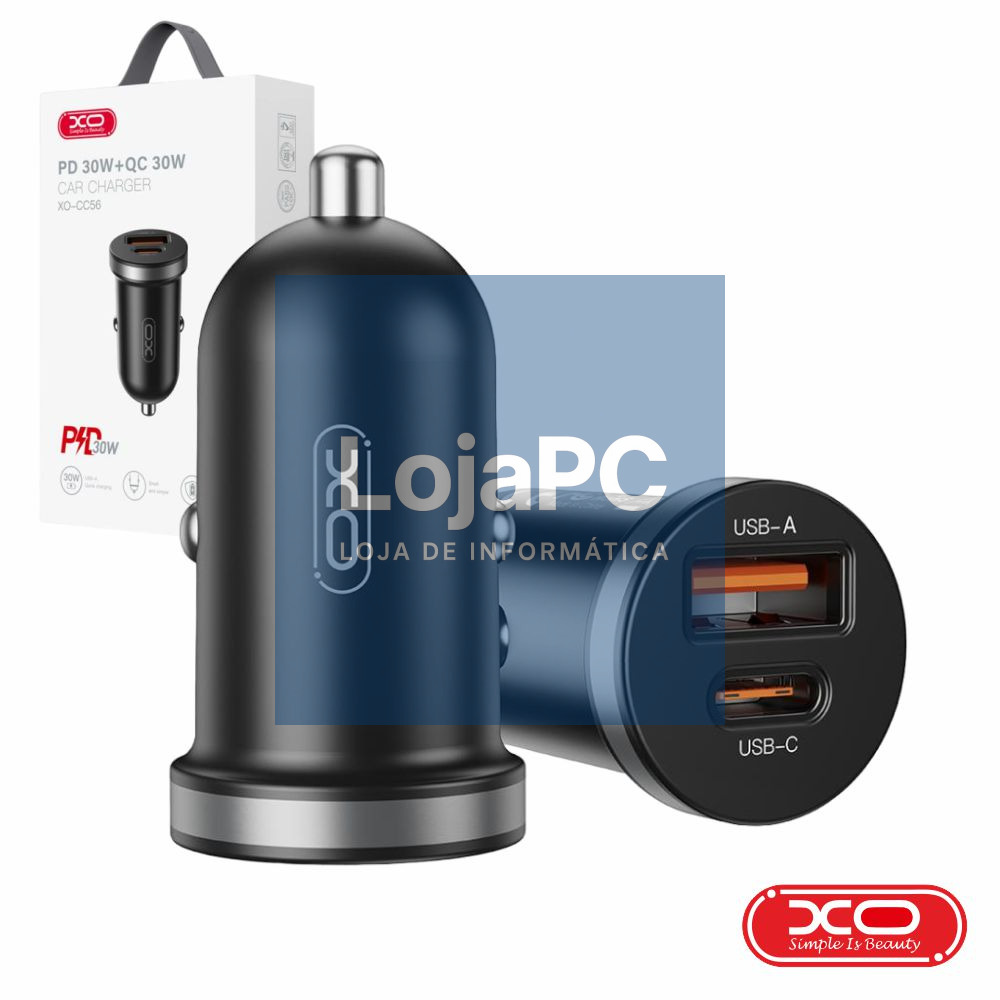 Adaptador Isqueiro USB-A PD 3.0 / USB-C 30W XO