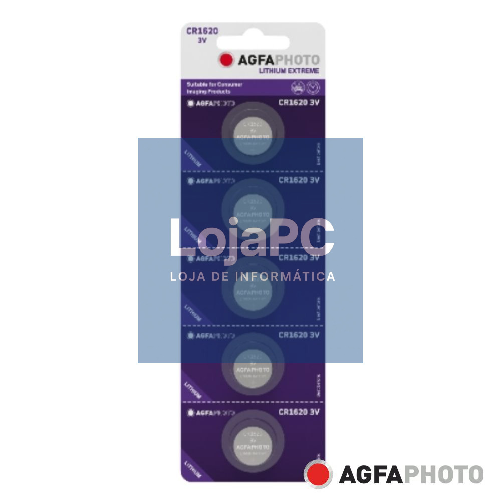 Pilha Lithium Botão CR1620 3V 5x Blister AGFAPHOTO