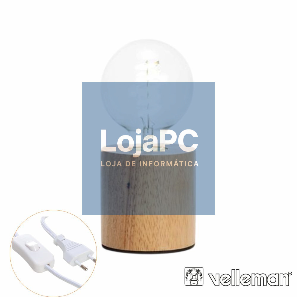 Candeeiro Mesa 1X E27 60W 90x90mm 1.5M Castanho VELLEMAN