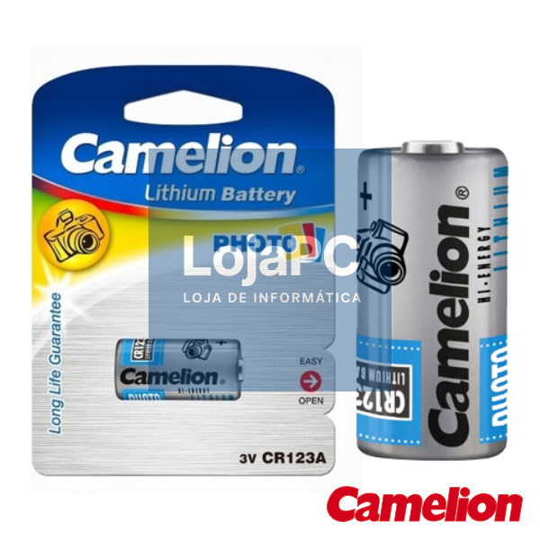 PILHA LITHIUM CR123A 3V 1300MA BLISTER CAMELION
