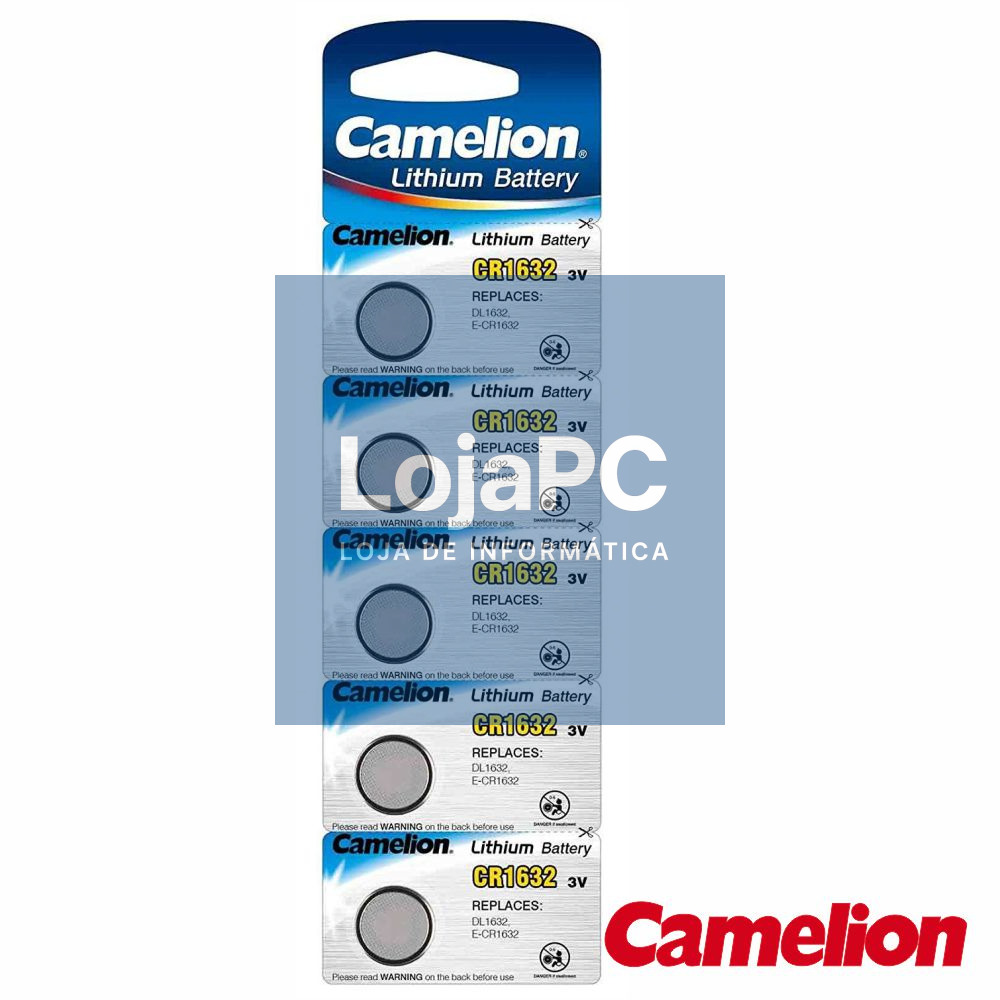 Pilha Lithium Botão Cr1632 3V 120mA 5x Blister CAMELION