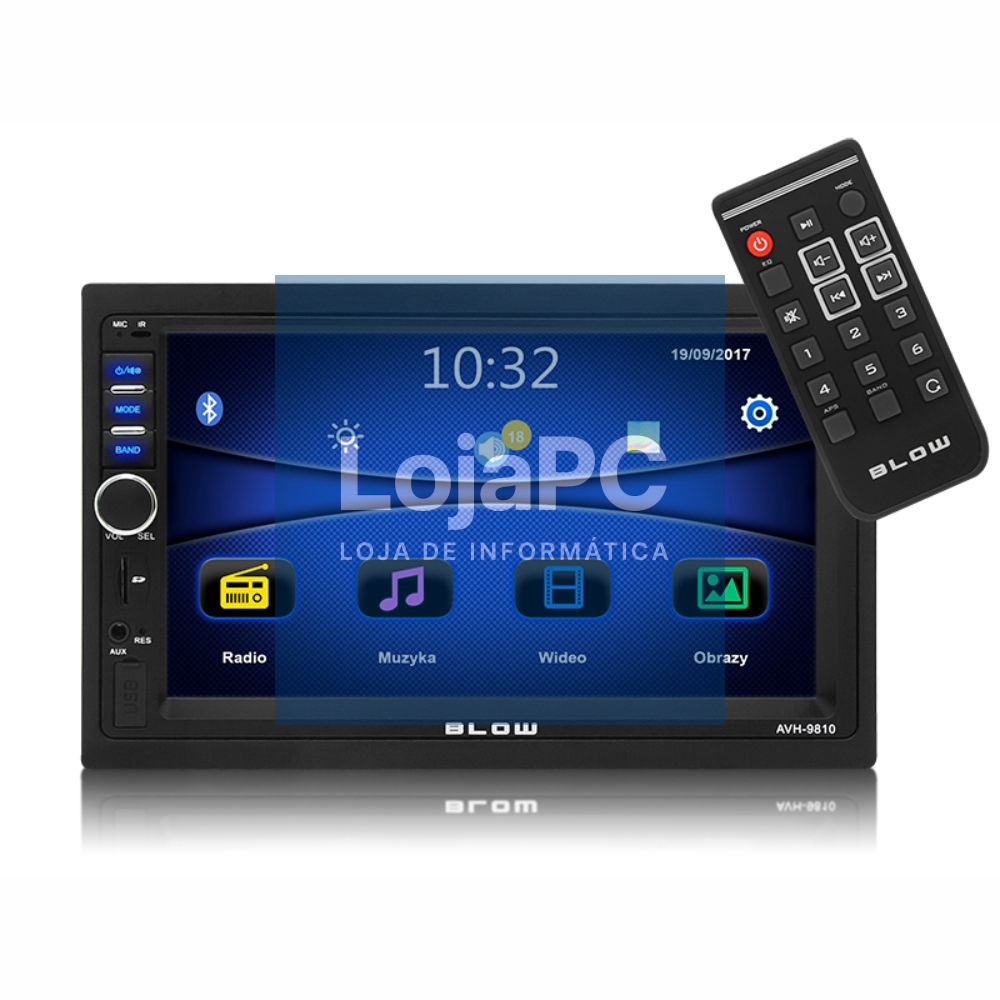 Auto-Rádio 2DIN 7" Mp3 50Wx4 C/ BT/FM/AUX/SD/USB